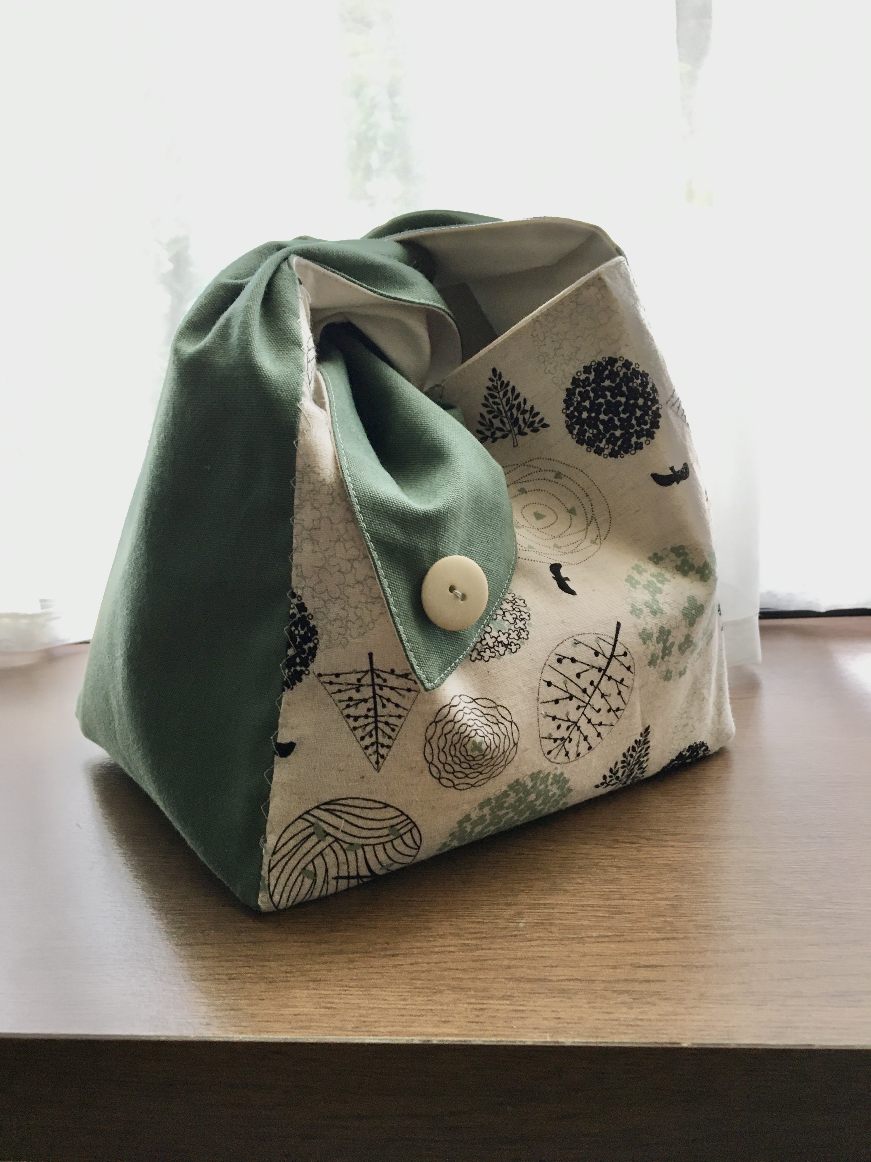 風呂敷バッグ 北欧調グリーン Iichi ハンドメイド クラフト作品 手仕事品の通販