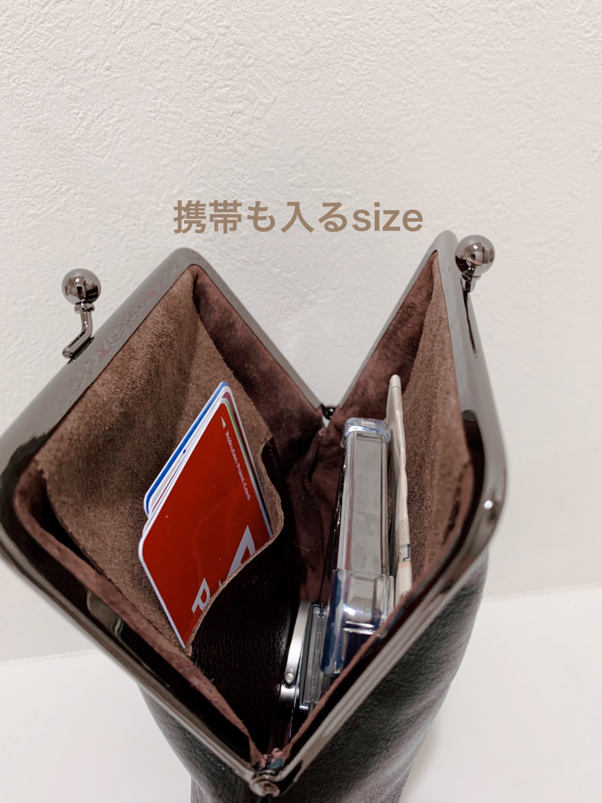 上質牛革ソフトレザーがま口ポシェット 携帯も入るsize 濃茶色 サコッシュ 革在庫なくなり次第終了 Iichi ハンドメイド クラフト作品 手仕事品の通販