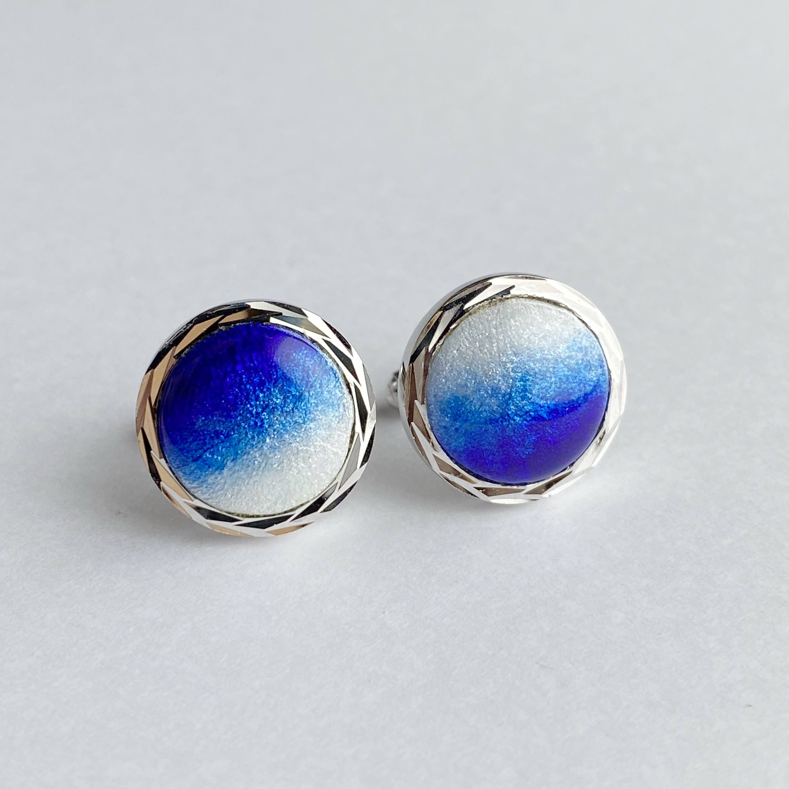 Silver Cufflinks ロイヤルブルー 七宝焼のカフリンクス カフスボタン 純銀張七宝 | iichi  ハンドメイド・クラフト作品・手仕事品の通販