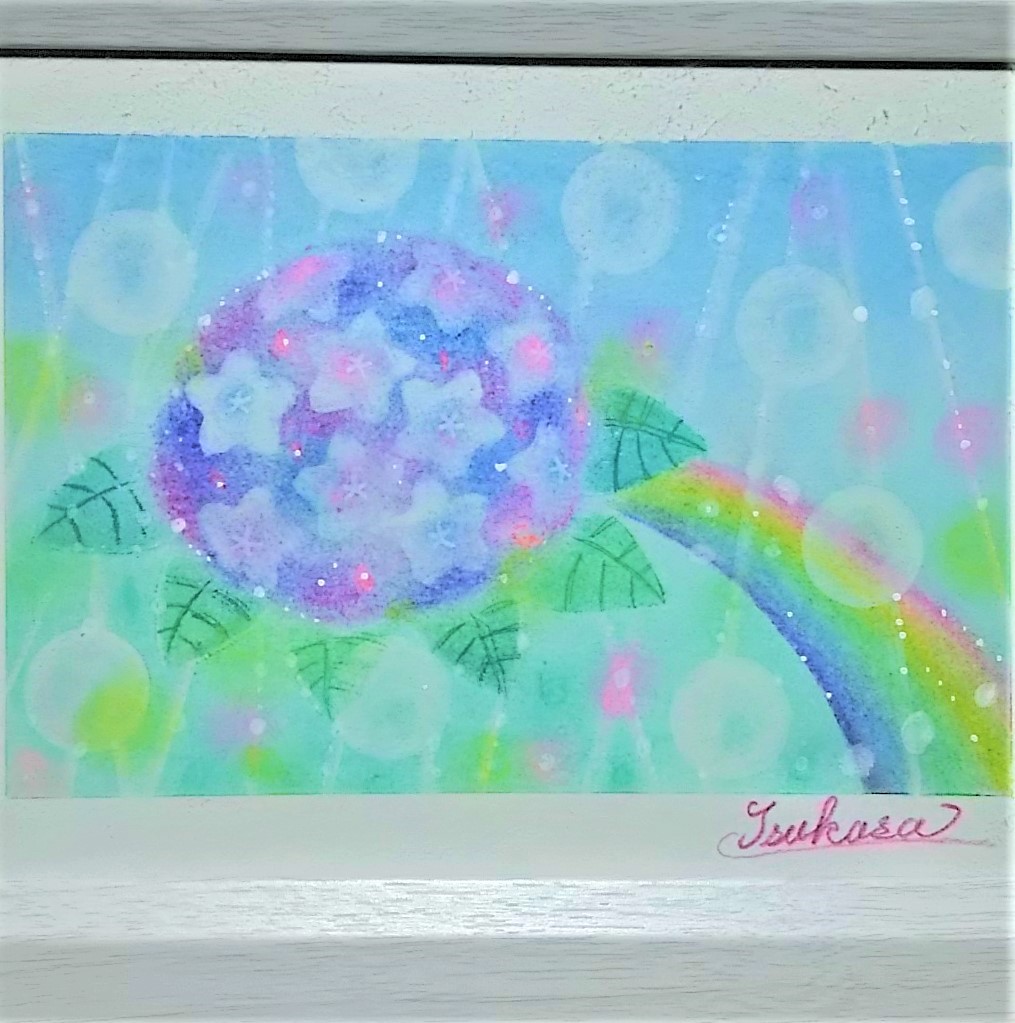 パステルアート 紫陽花 雨の日の贈り物 パステル画原画 Iichi ハンドメイド クラフト作品 手仕事品の通販