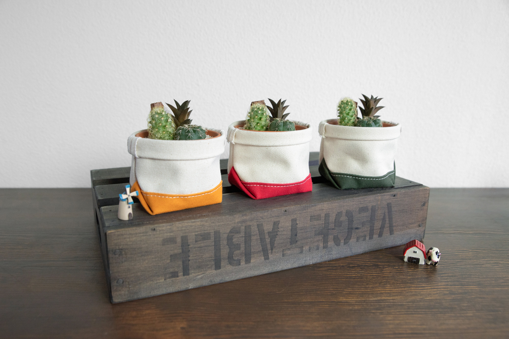 サボテン寄せ植えと鉢カバー2点セット 老舗バッグファクトリーが作る さぼてんのふくろ とサボテン屋さんとのコラボ商品 Iichi ハンドメイド クラフト作品 手仕事品の通販