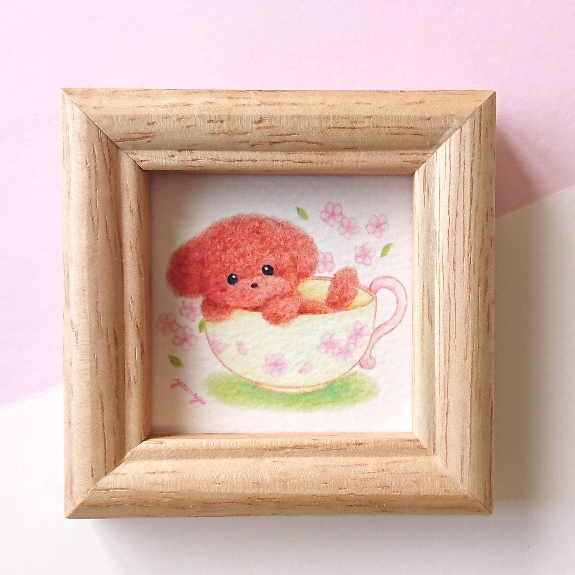 額付ミニイラスト ティーカッププードルちゃん Iichi ハンドメイド クラフト作品 手仕事品の通販