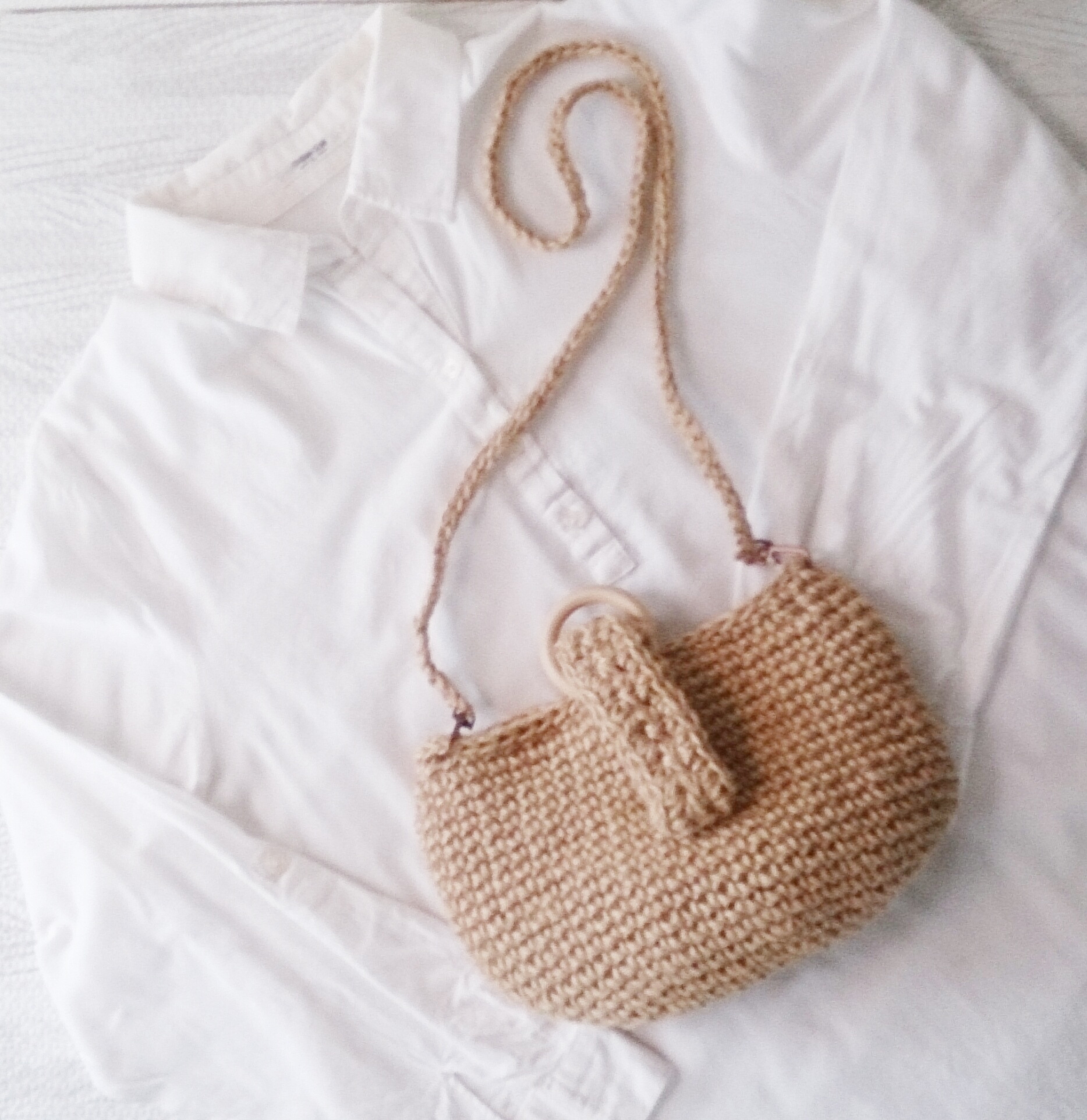 麻紐バッグ S 楕円底ワンハンドル2way 麻バッグ 麻ひもバッグ あさひもバッグ 春夏バッグ Iichi ハンドメイド クラフト作品 手仕事品の通販