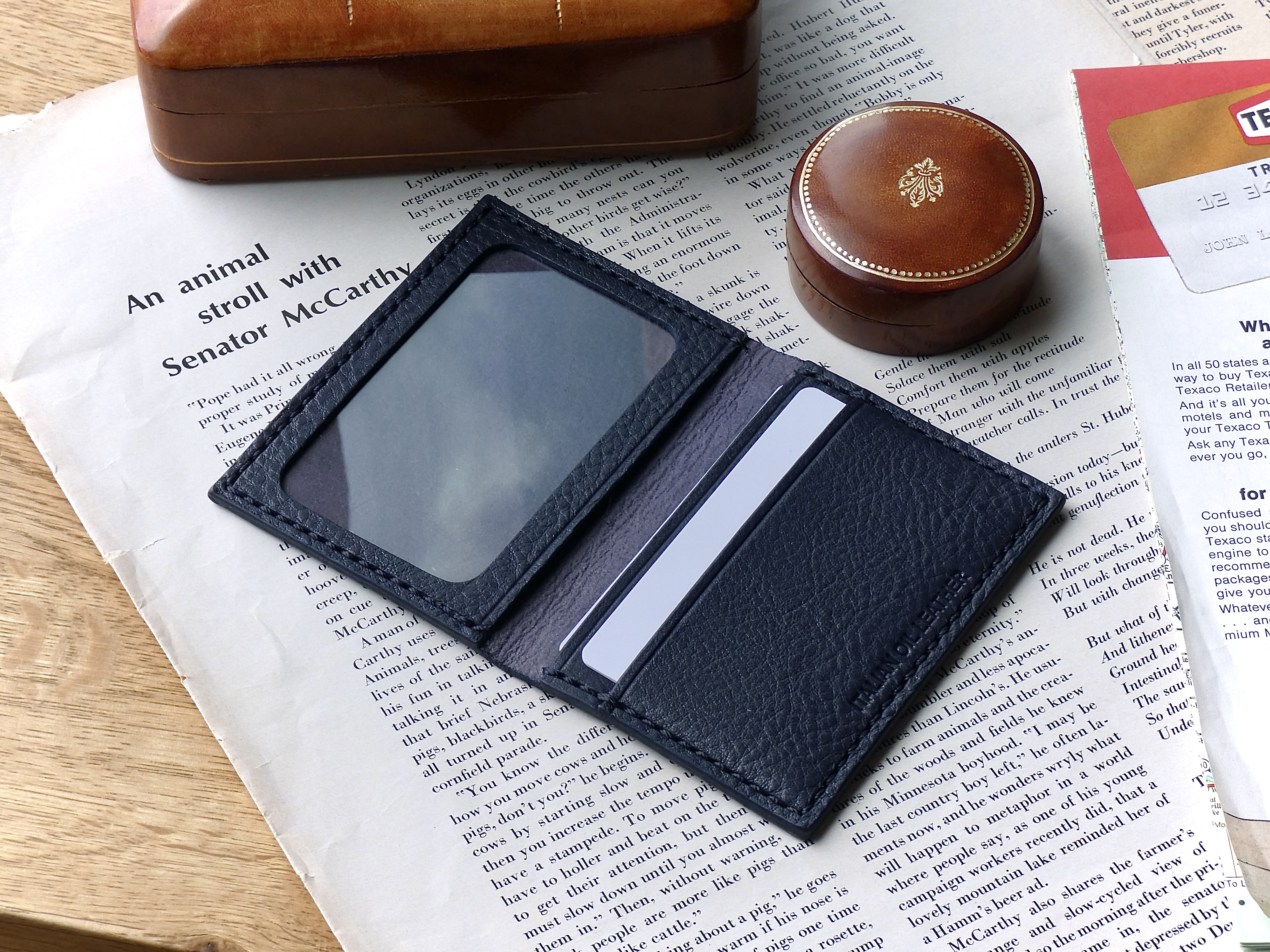 イタリア革の免許証ケース 身分証ケース ネイビー Iichi ハンドメイド クラフト作品 手仕事品の通販