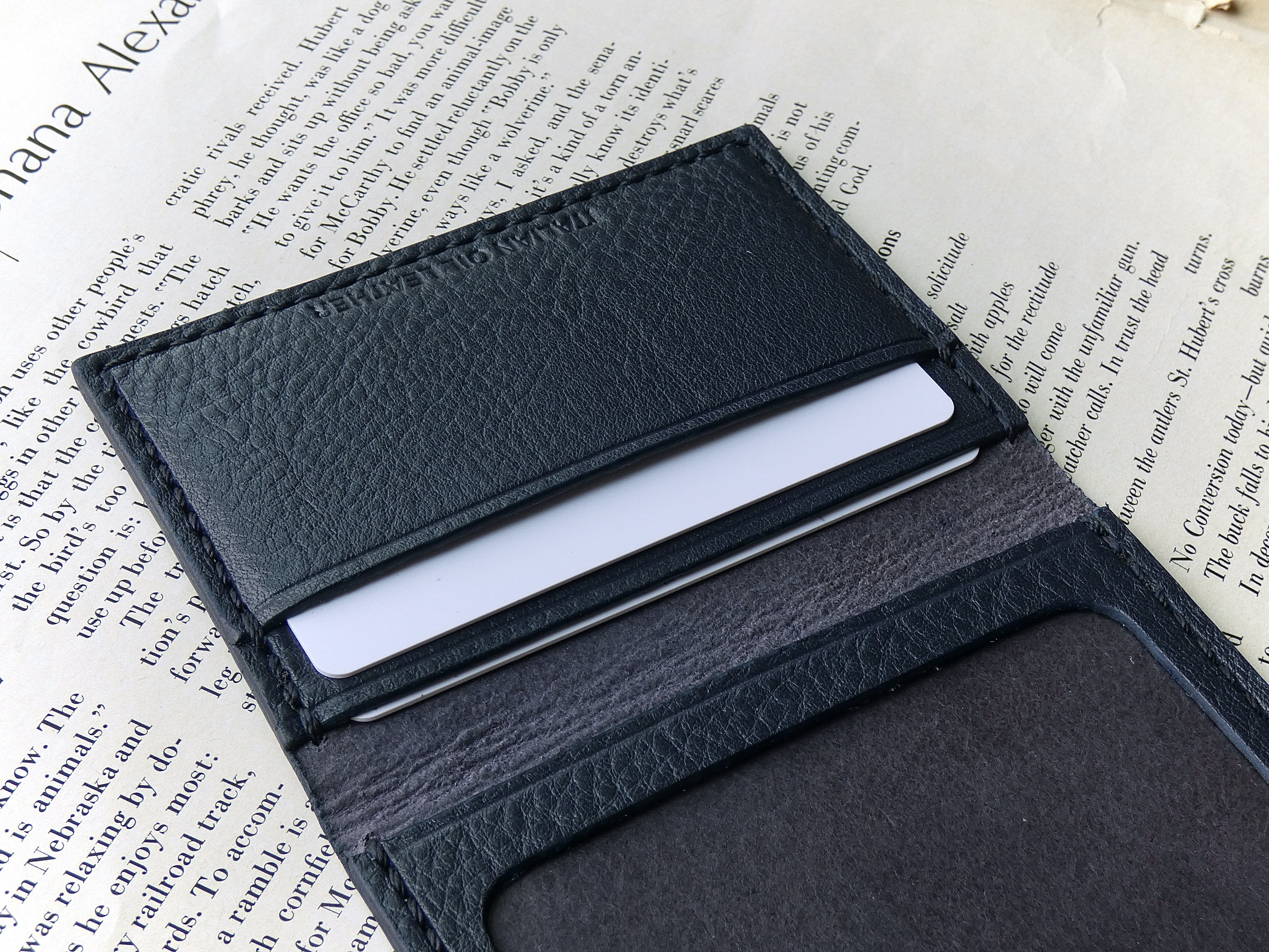 イタリア革の免許証ケース 身分証ケース ネイビー Iichi ハンドメイド クラフト作品 手仕事品の通販