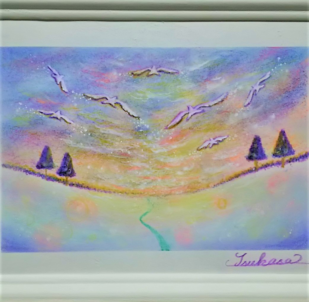 パステルアート 夜明けの彩雲への飛翔 パステル画原画 Iichi ハンドメイド クラフト作品 手仕事品の通販