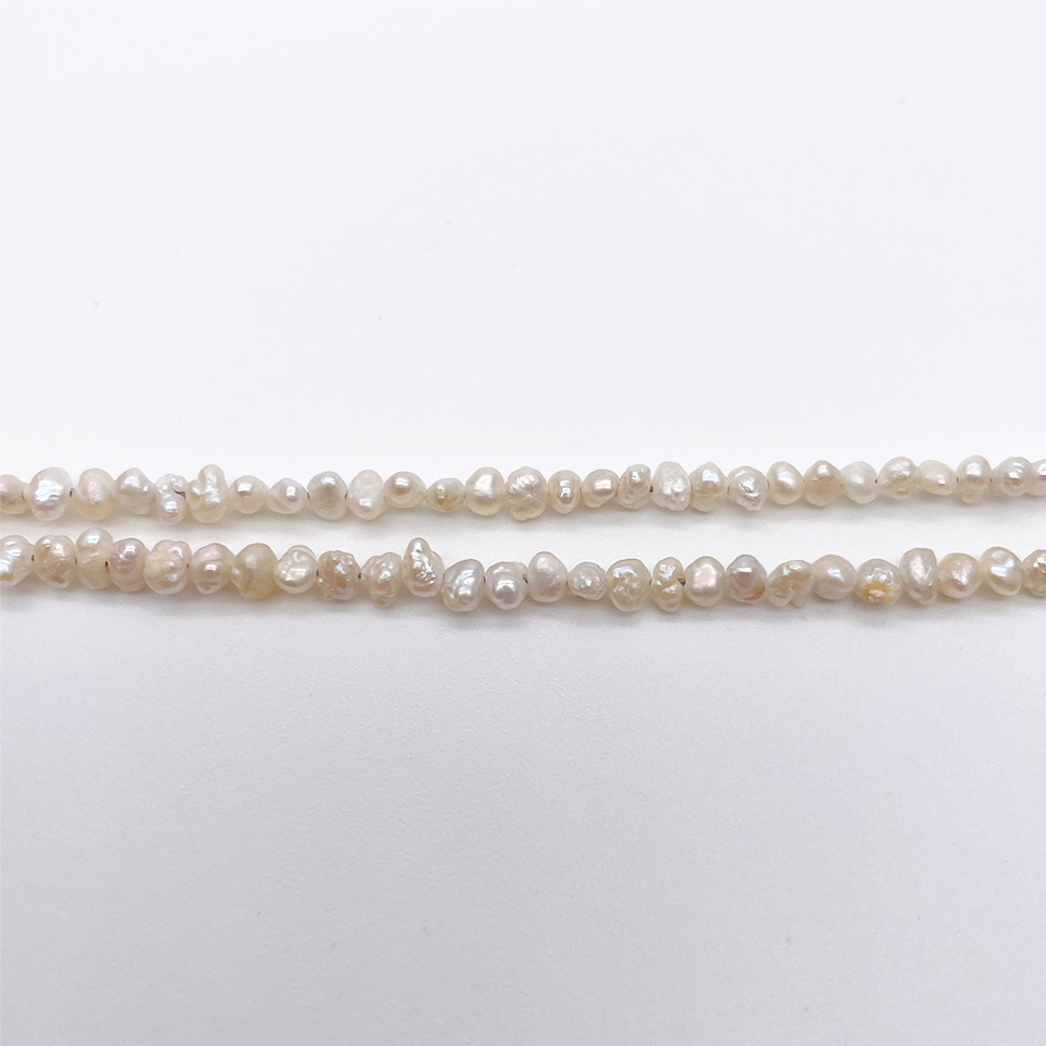 超極小ケシパールネックレス 芥子 無核 淡水 真珠 バロック 3~4mm 金属 