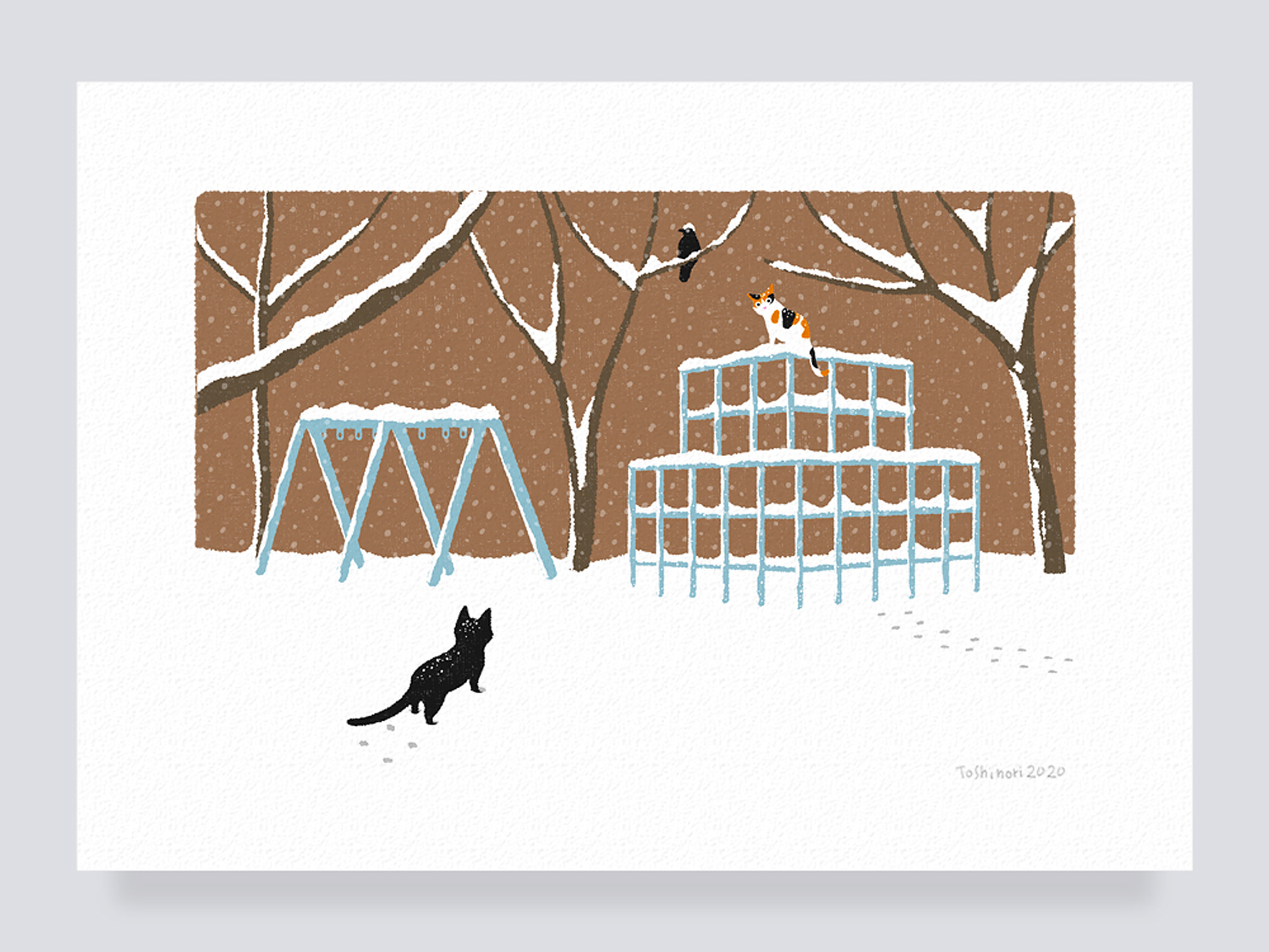 イラストフレーム 02 雪のジャングルジム Iichi ハンドメイド クラフト作品 手仕事品の通販