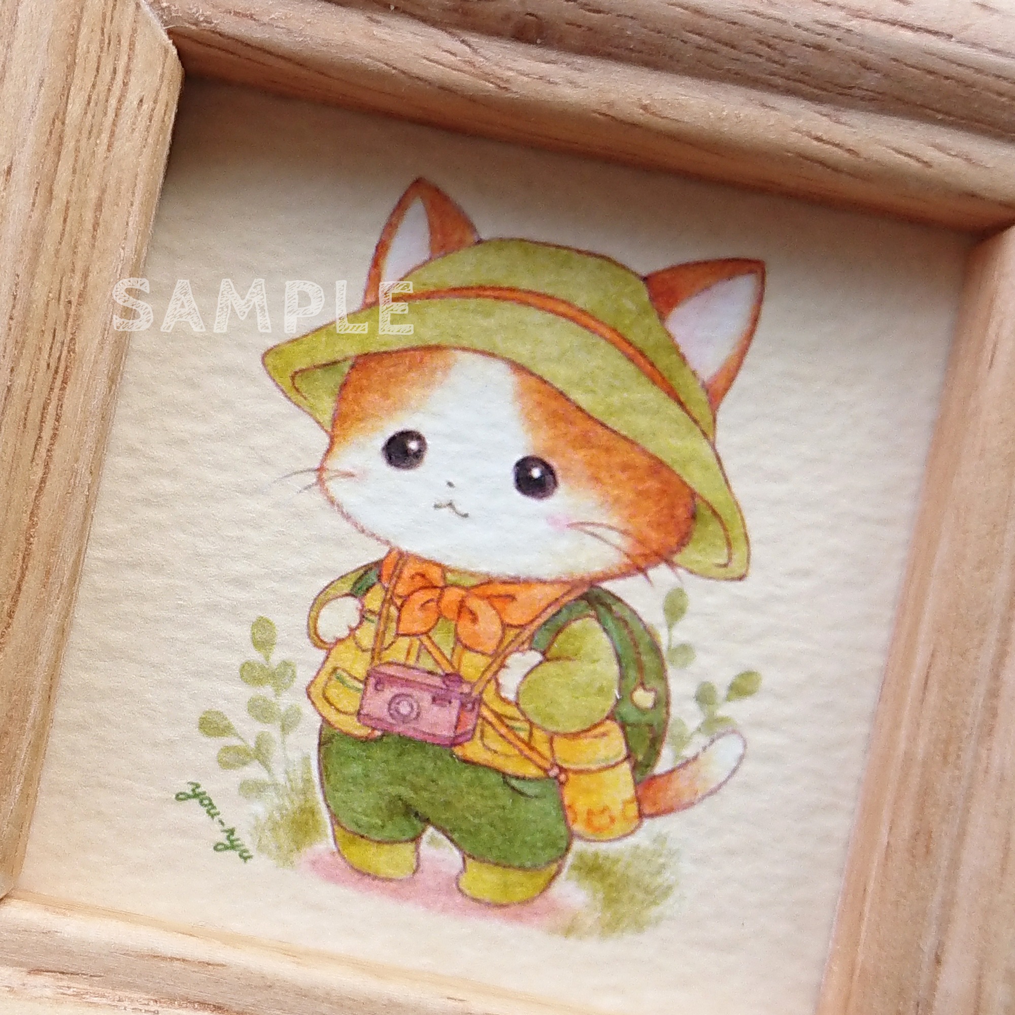 額付ミニイラスト 猫ちゃん探検隊 Iichi ハンドメイド クラフト作品 手仕事品の通販