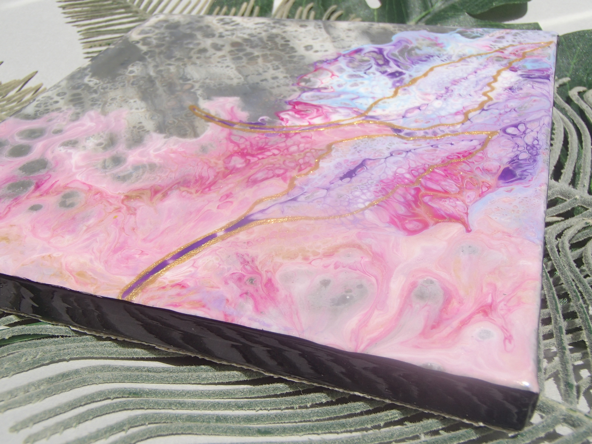 フルイドアート ポーリングアート 原画 小さなキャンパス絵画 Iichi ハンドメイド クラフト作品 手仕事品の通販