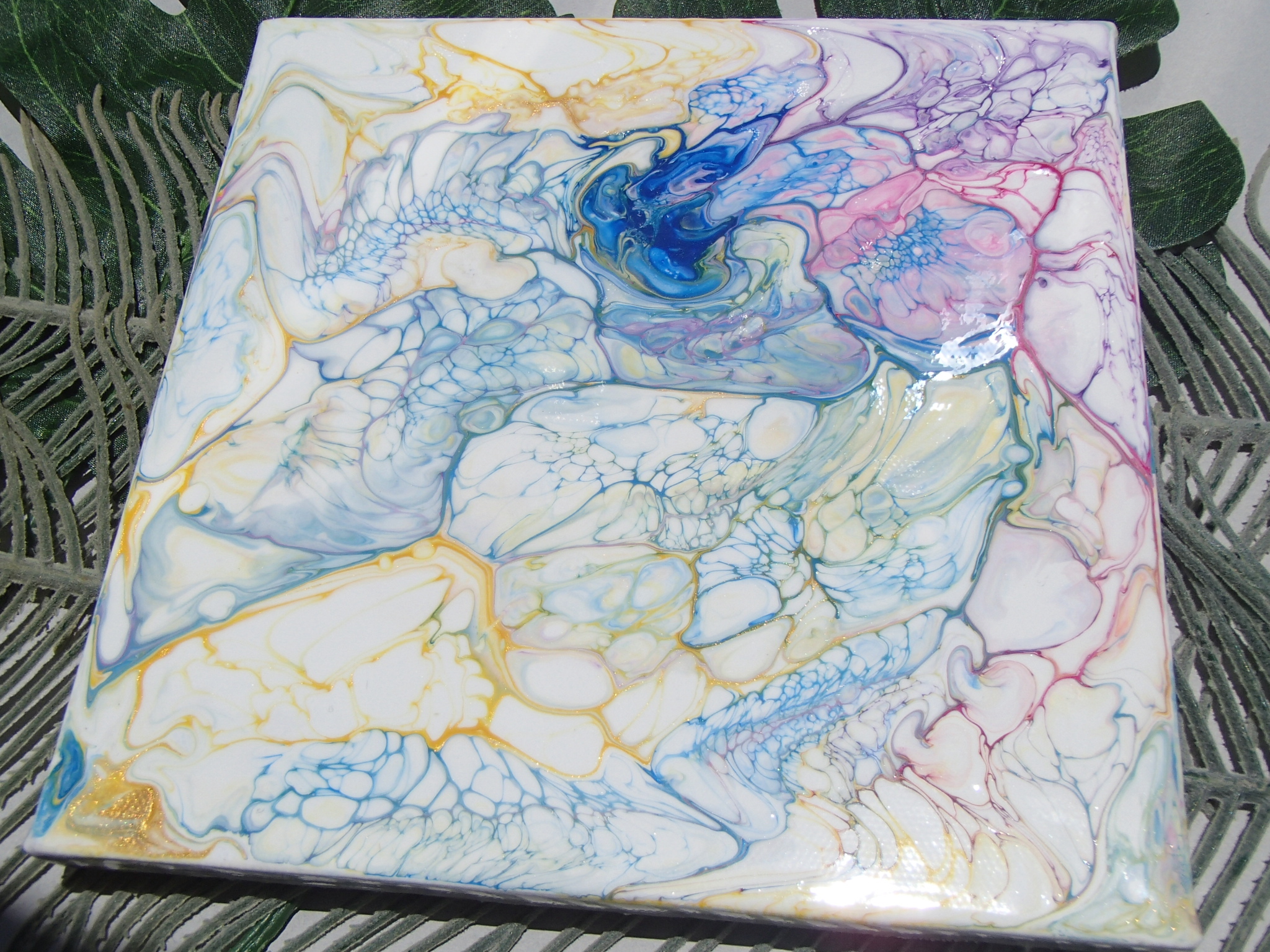 フルイドアート ポーリングアート 原画 小さなキャンパス絵画 Iichi ハンドメイド クラフト作品 手仕事品の通販