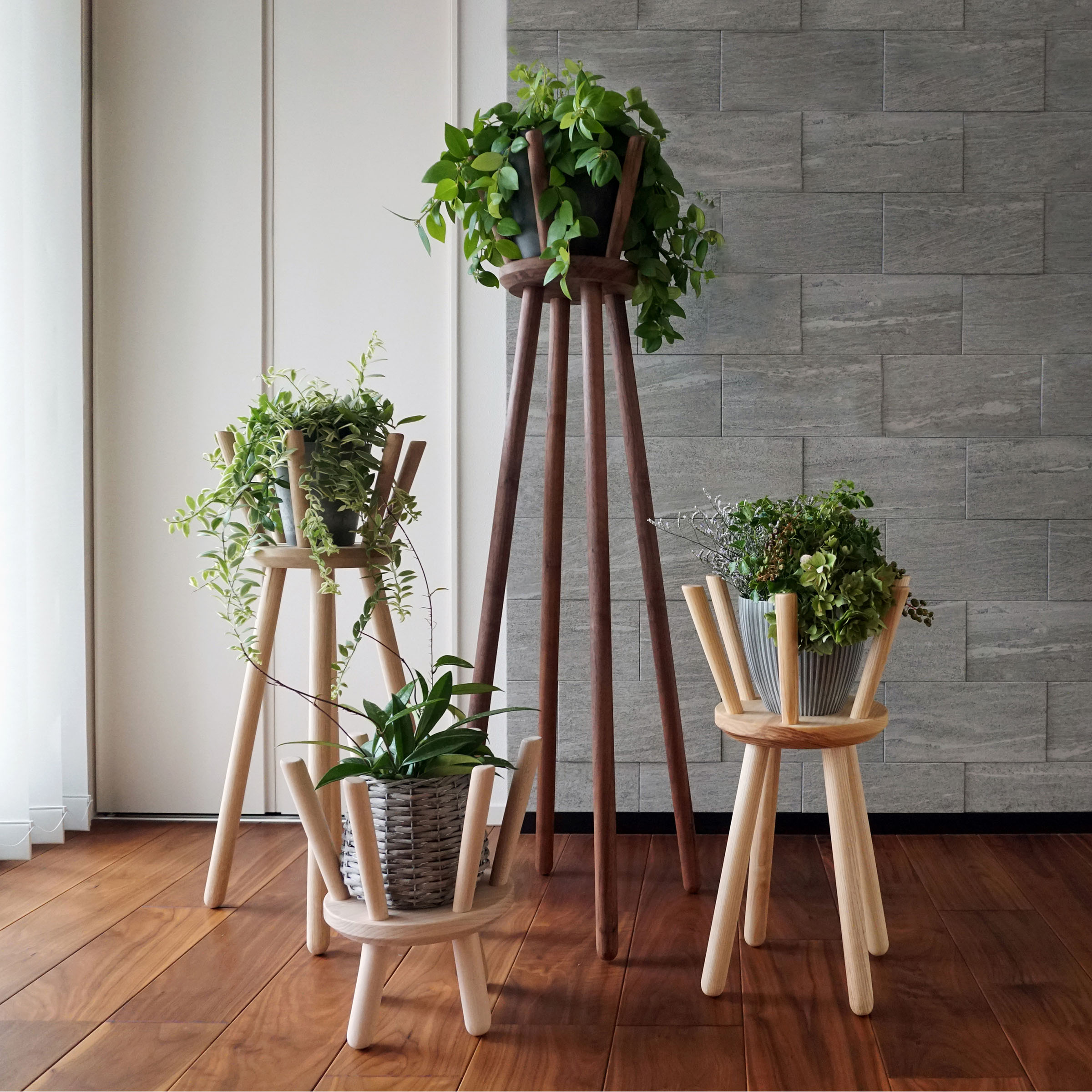 Botanical Stool 'crown ＬＬ レッドオーク材 プランタースタンド