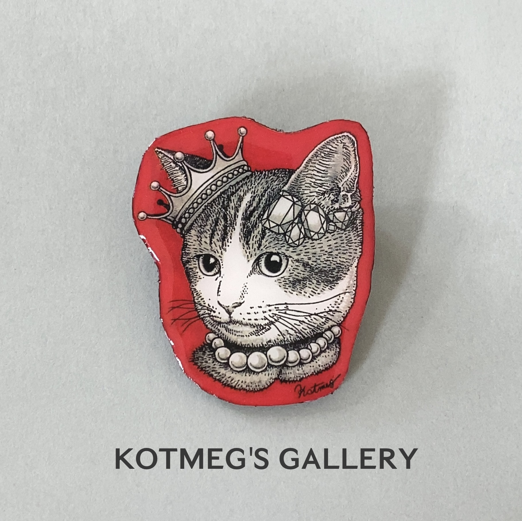 猫 王様 ブローチ オリジナル イラスト ねこ ネコ アメリカンショートヘア アメショ Iichi ハンドメイド クラフト作品 手仕事品の通販