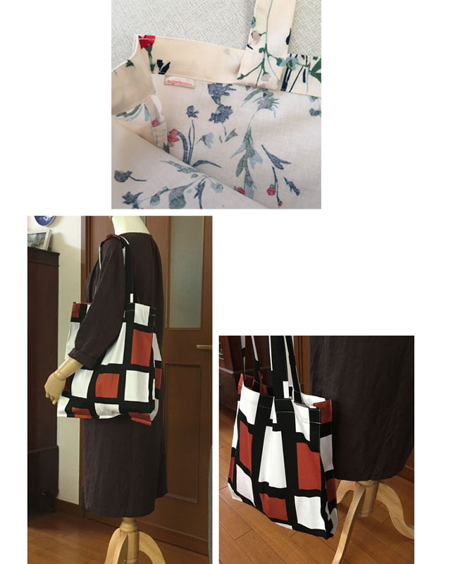 サブバッグ エコバッグ 一枚仕立て 切り絵のような花柄 Iichi ハンドメイド クラフト作品 手仕事品の通販