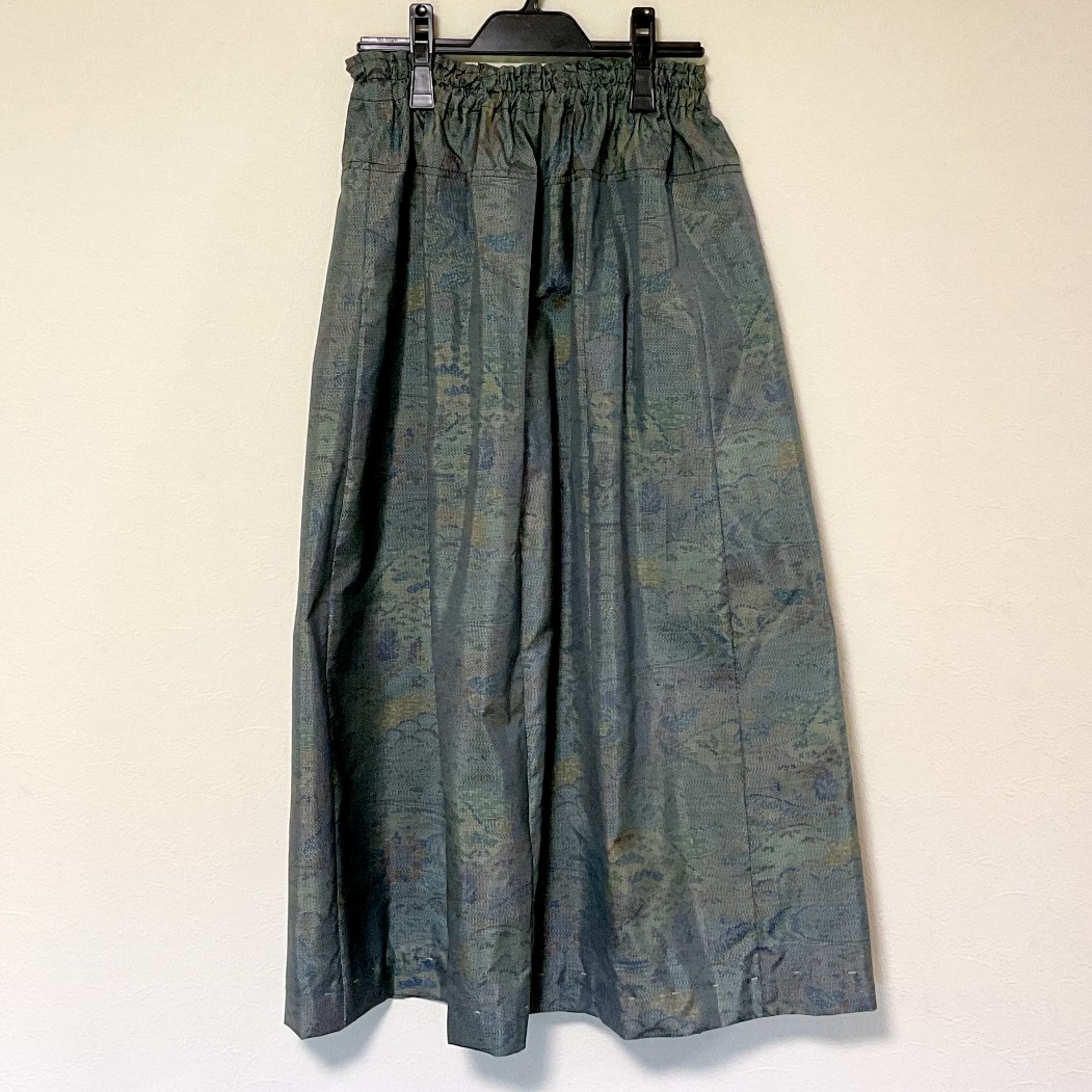 着物リメイク Ｙ 大島 ギャザースカート シルク 古布正絹 着物スカート