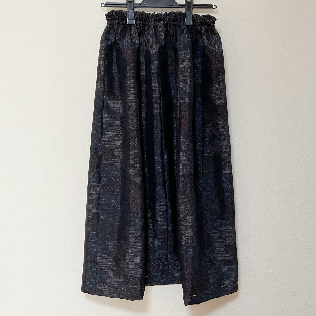 着物リメイク Ｌ 大島 ギャザースカート シルク 古布正絹 着物スカート