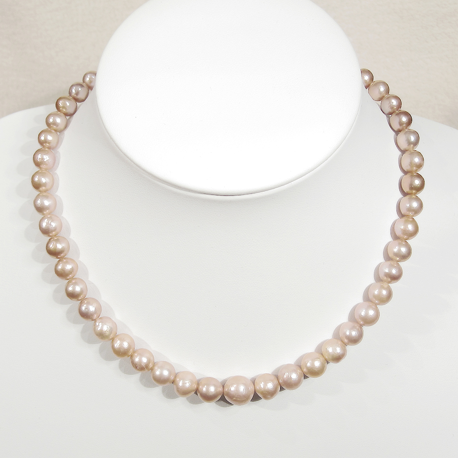 10-7ｍｍの本真珠（淡水パール）とSV925のネックレス（ナチュラルカラー）-