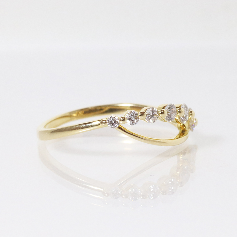 K18 イエローゴールド ダイヤモンド 0.30カラット デザインリング 指輪-