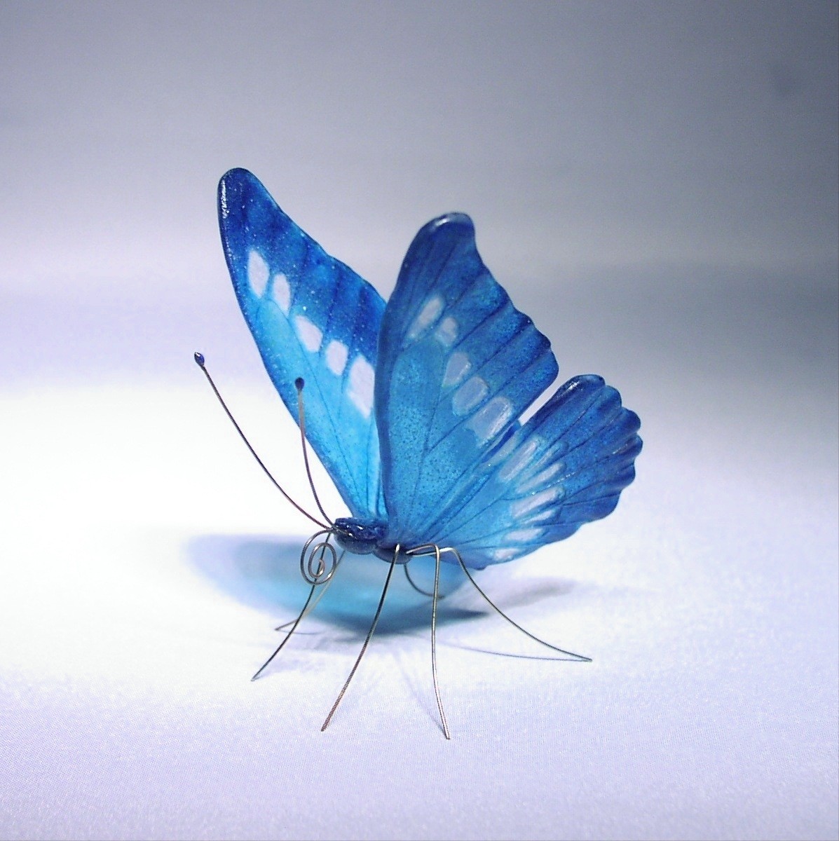再販 ガラスの蝶 モルフォ Iichi ハンドメイド クラフト作品 手仕事品の通販