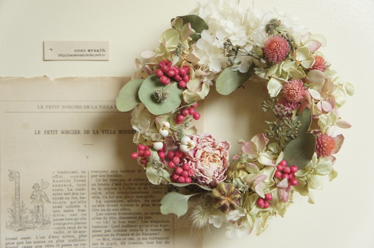 芍薬の春色リース Iichi ハンドメイド クラフト作品 手仕事品の通販