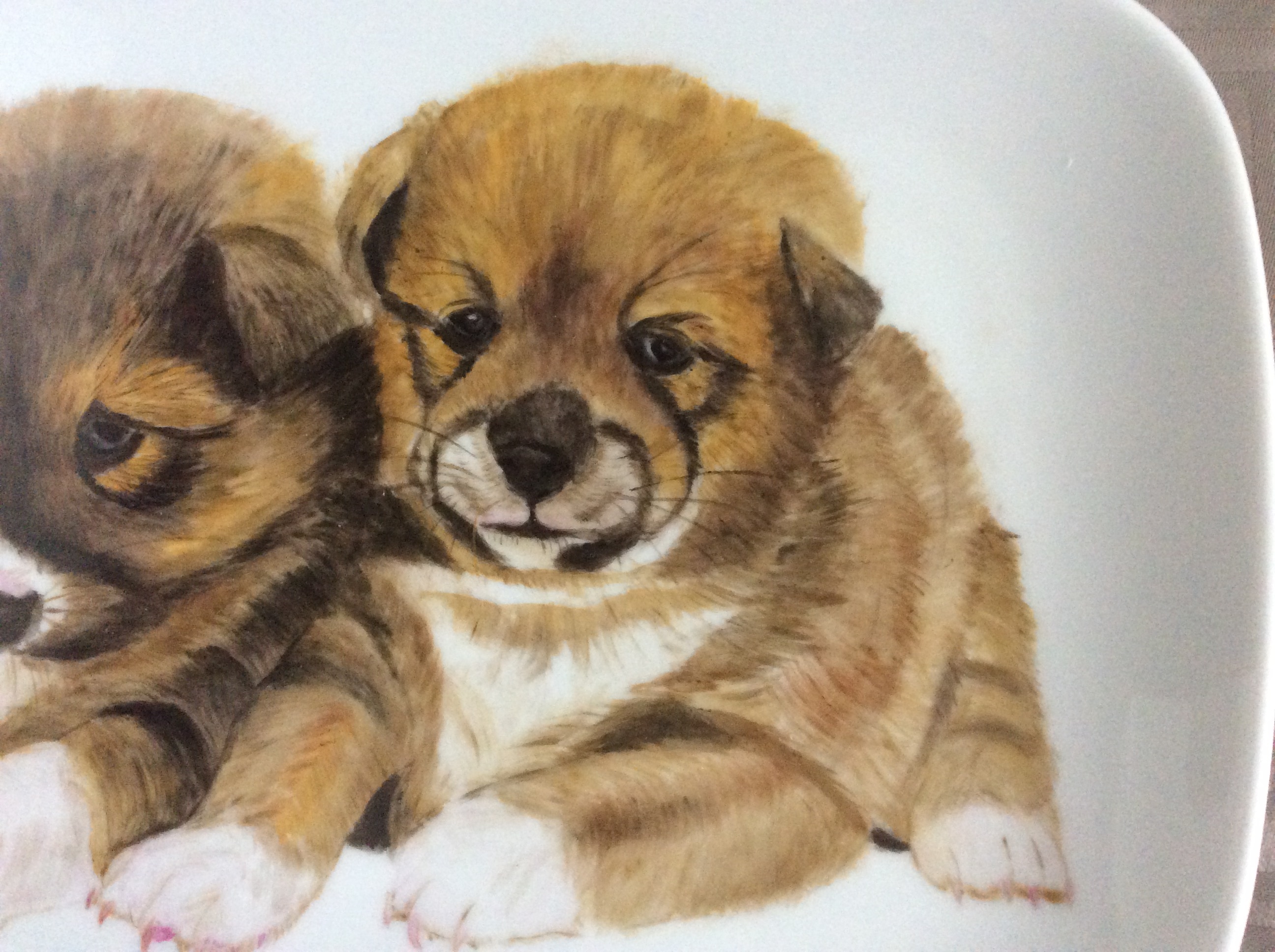 子犬の絵皿 Iichi ハンドメイド クラフト作品 手仕事品の通販