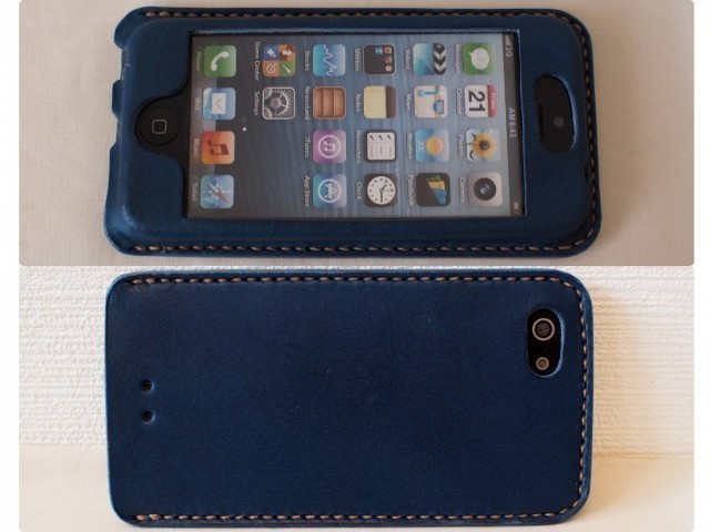 名入れ 選べるステッチ Iphone Se 5s 5 カバー ケース 青 Iichi ハンドメイド クラフト作品 手仕事品の通販