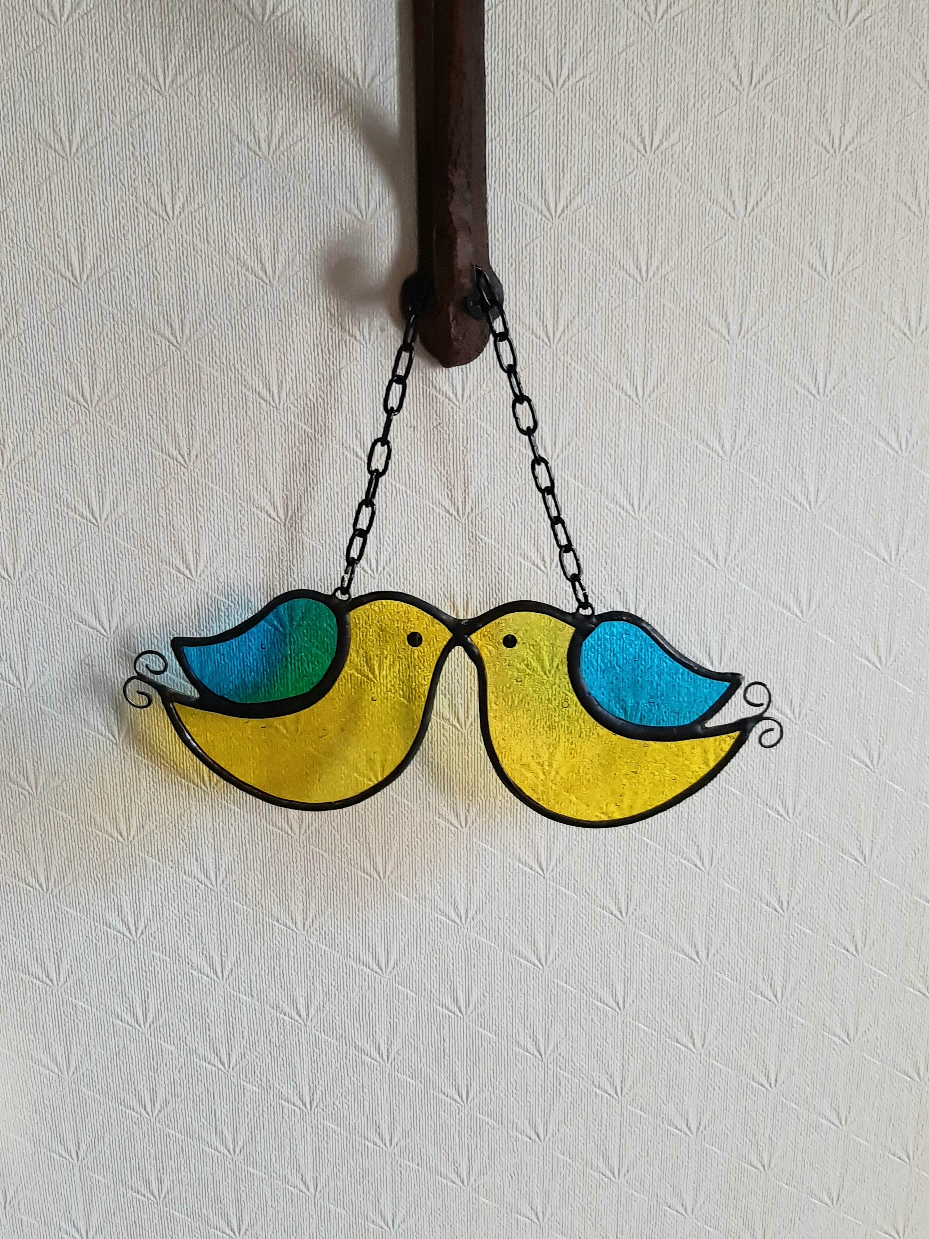 鳥の飾り黄 水色 Yumi Saiki Iichi ハンドメイド クラフト作品 手仕事品の通販