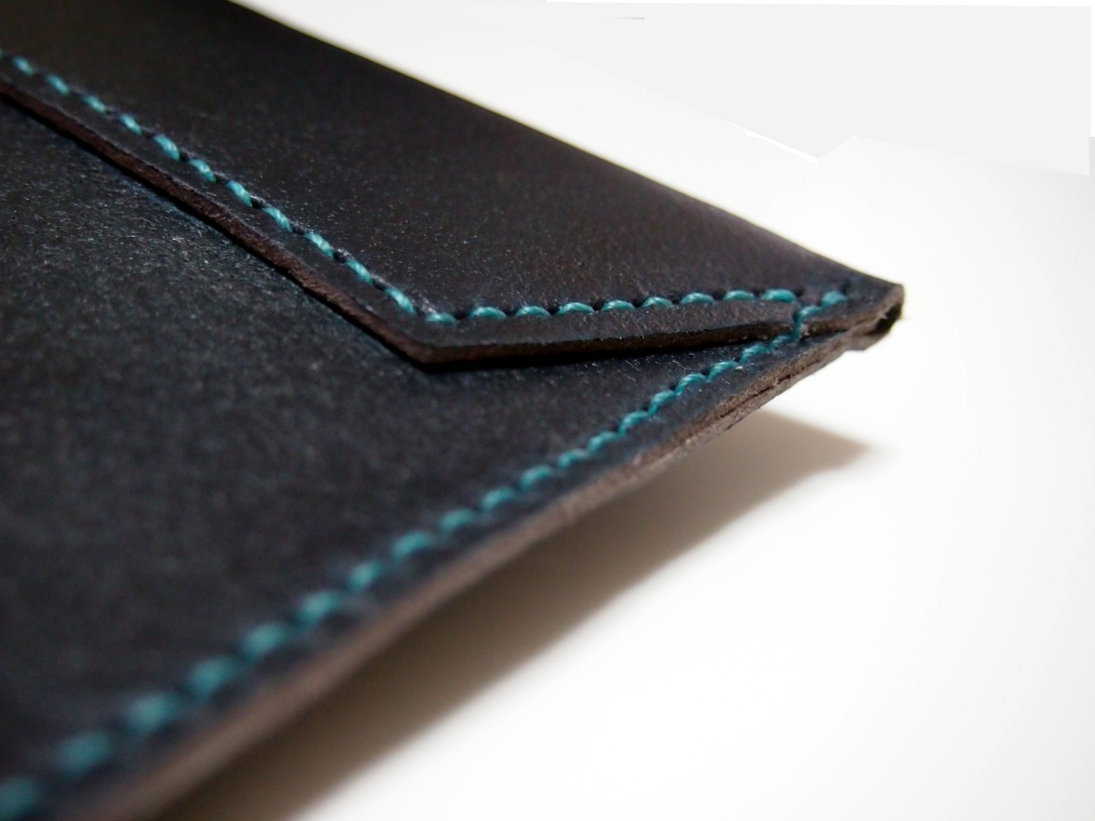 トスカーナ床革のマニラ封筒 A４ファイル対応 水色糸 Iichi ハンドメイド クラフト作品 手仕事品の通販
