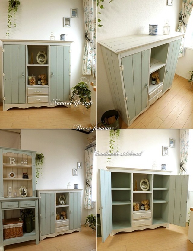 無垢材仕様 若草色のアンティーク風コレクションボード Iichi ハンドメイド クラフト作品 手仕事品の通販