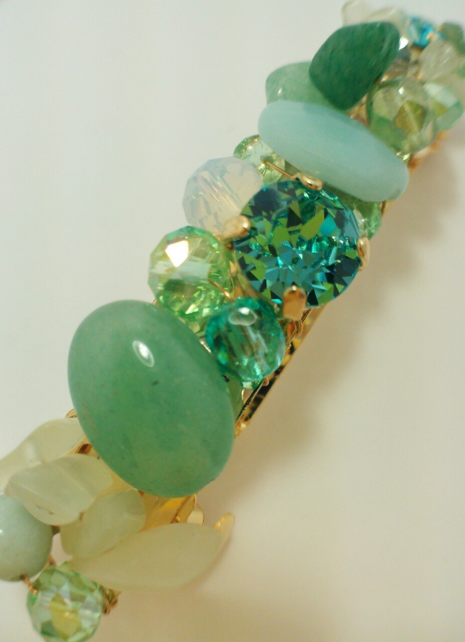 かるはさん専用♡天然石バレッタ green かるはさん専用♡天然石バレッタ green