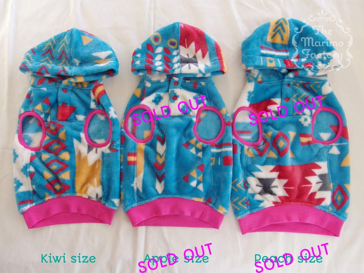 フレブル専 フランネルフリースのフード付きベスト ターコイズ Iichi ハンドメイド クラフト作品 手仕事品の通販