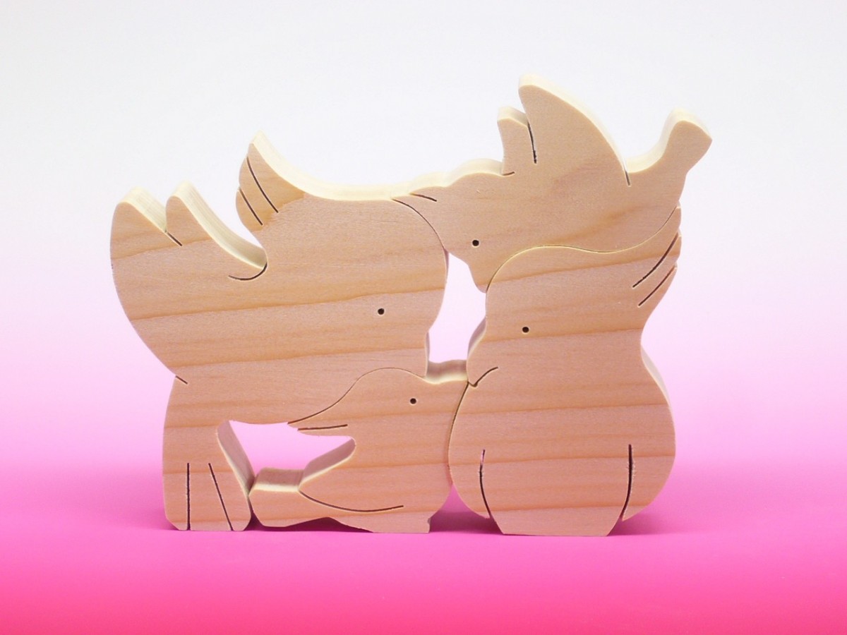 送料無料 木のおもちゃ 動物組み木 オカメインコの家族 Iichi ハンドメイド クラフト作品 手仕事品の通販