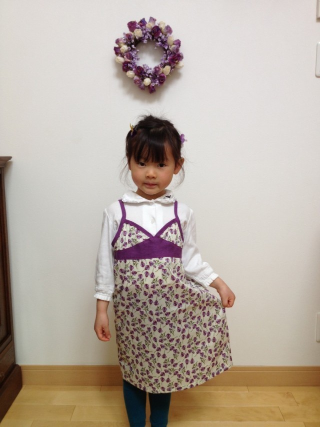 リバティーワンピース パンジー柄 Iichi ハンドメイド クラフト作品 手仕事品の通販