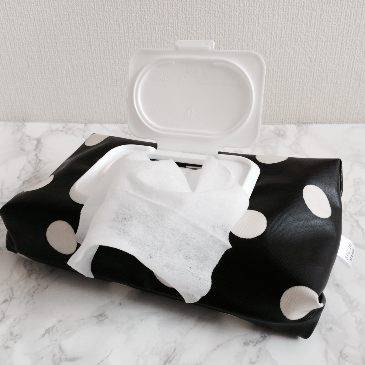 モノトーン ドット柄 おしりふきケース Iichi ハンドメイド クラフト作品 手仕事品の通販