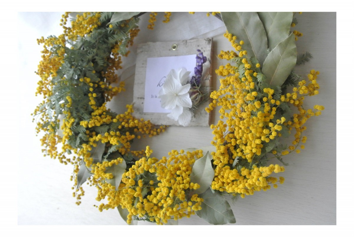 ローリエとミモザのwreath Iichi ハンドメイド クラフト作品 手仕事品の通販