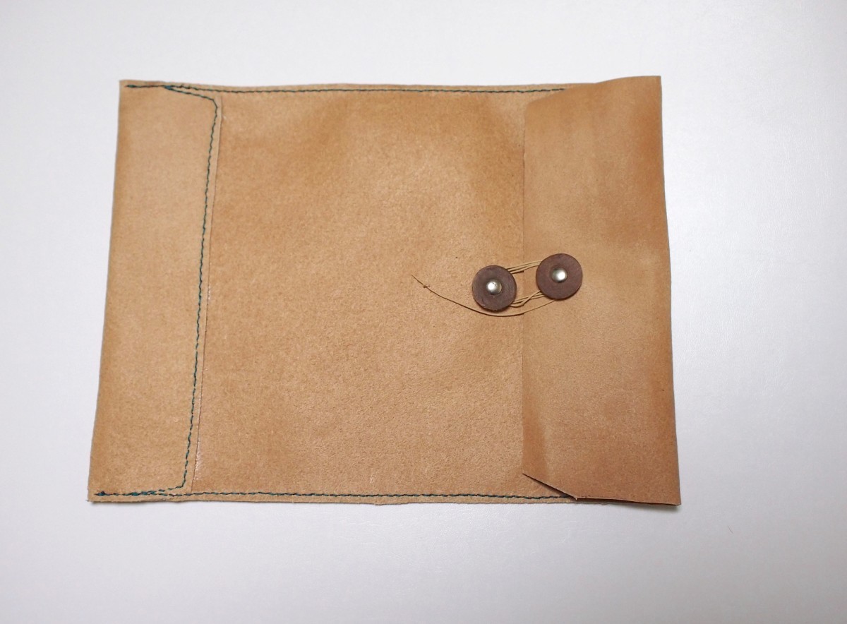 トスカーナ床革のマニラ封筒 A４ファイル対応 水色糸b Iichi ハンドメイド クラフト作品 手仕事品の通販