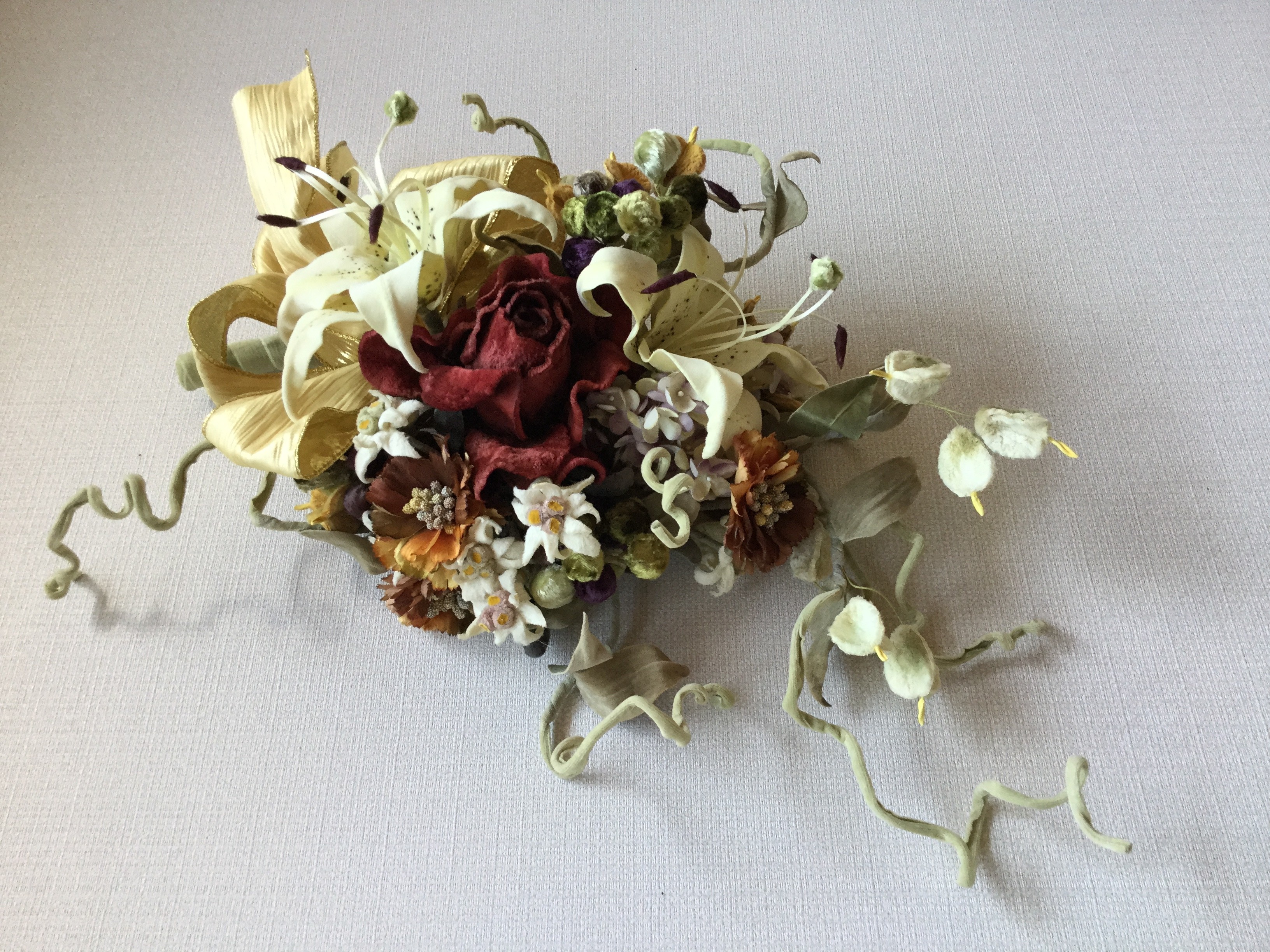 薔薇と百合の花束 布花 Iichi ハンドメイド クラフト作品 手仕事品の通販