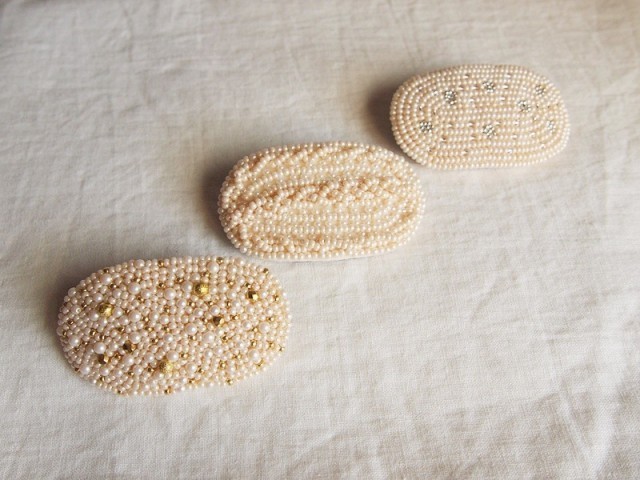 Tawara Oneビーズ刺繍バレッタ Iichi ハンドメイド クラフト作品 手仕事品の通販