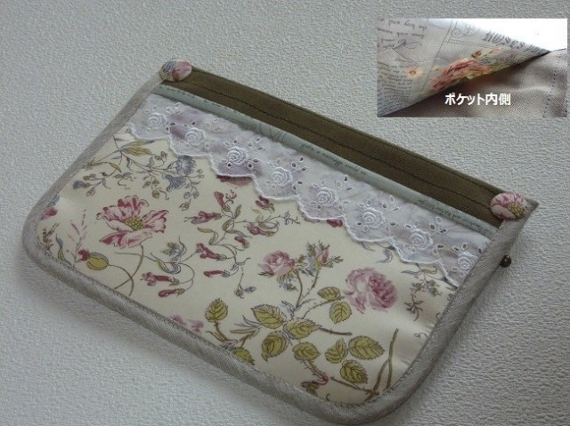 ぺたんこのレースファスナーポーチ リバティ ガーデンピンク2 Iichi ハンドメイド クラフト作品 手仕事品の通販