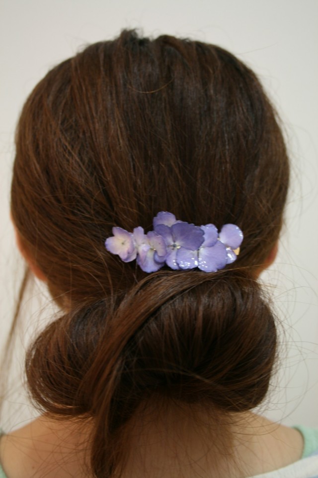 本物のアジサイの花で作ったバレッタ 紫 Iichi ハンドメイド クラフト作品 手仕事品の通販