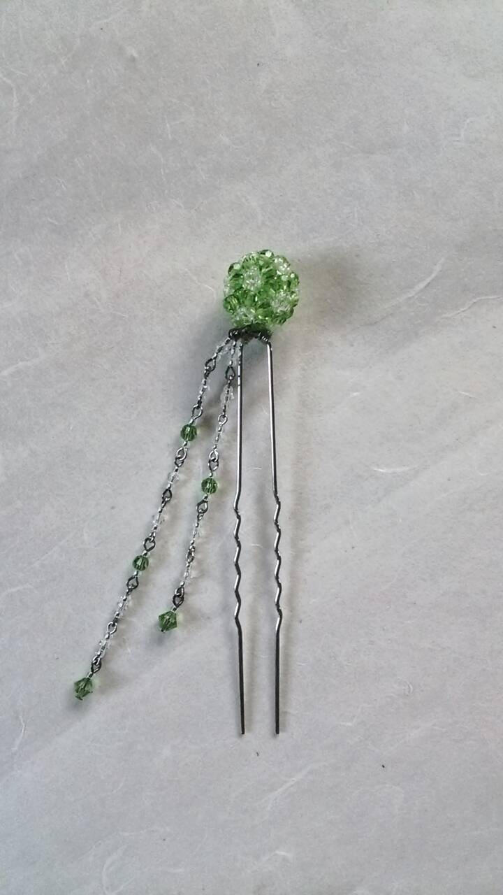 スワロフスキーのビーズボールかんざし Iichi ハンドメイド クラフト作品 手仕事品の通販