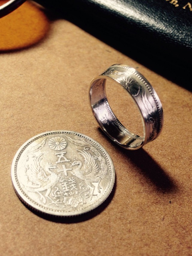 都庁採用 福島県庁採用 よしずみ様のルーム 銀貨日本古銭五十銭 コインリング 指輪 Hek293 Com