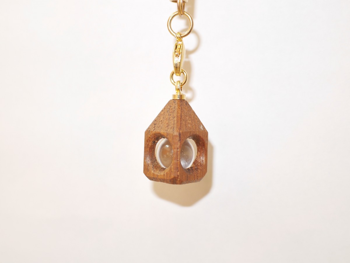 水晶の木包みストラップ チーク 三角頭 金 Iichi ハンドメイド クラフト作品 手仕事品の通販