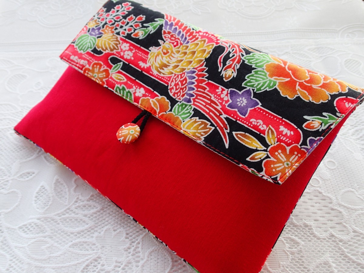 御朱印帳袋１冊用 沖縄紅型文様 赤 １ Iichi ハンドメイド クラフト作品 手仕事品の通販