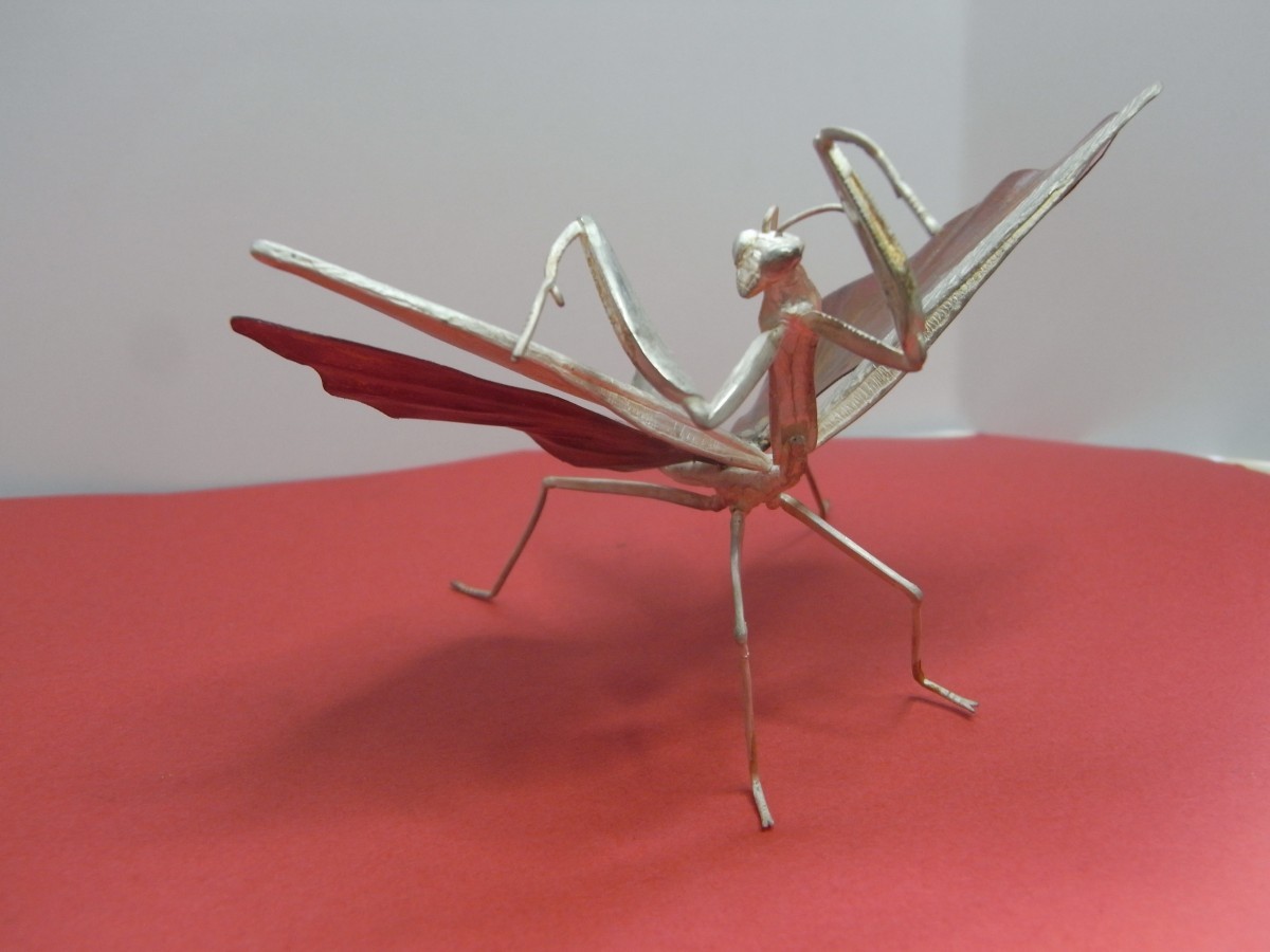 威嚇するオオカマキリのオブジェ Iichi ハンドメイド クラフト作品 手仕事品の通販