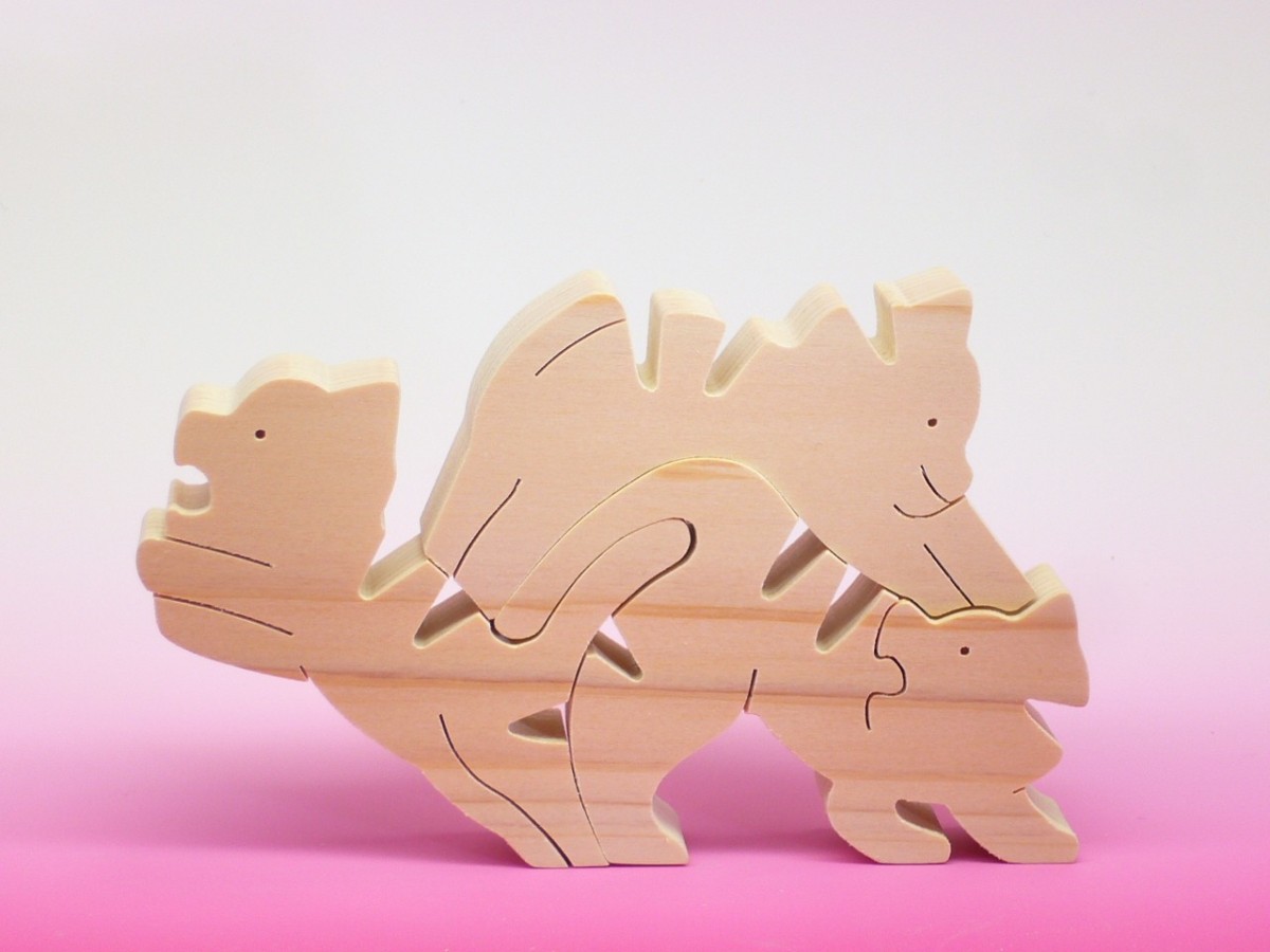 送料無料 木のおもちゃ 動物組み木 トラの三兄弟 Iichi ハンドメイド クラフト作品 手仕事品の通販