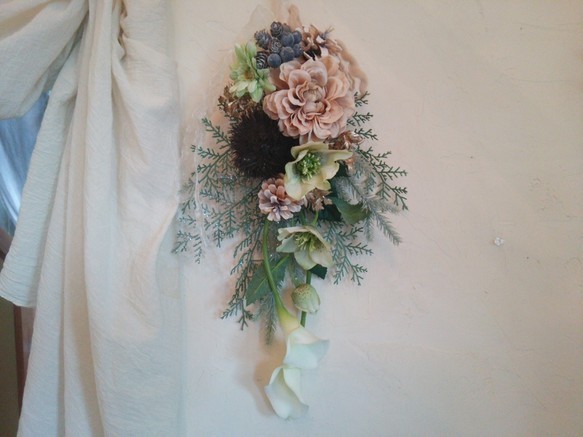 お玄関にも飾れるクリスマススワッグ 縦48 グリーン ホワイト Iichi ハンドメイド クラフト作品 手仕事品の通販