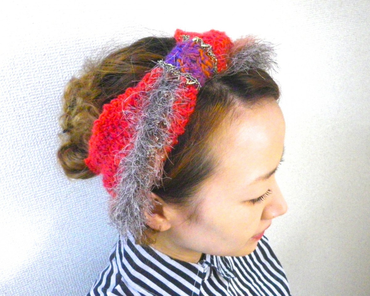 レッド ファー ヘアバンド Iichi ハンドメイド クラフト作品 手仕事品の通販