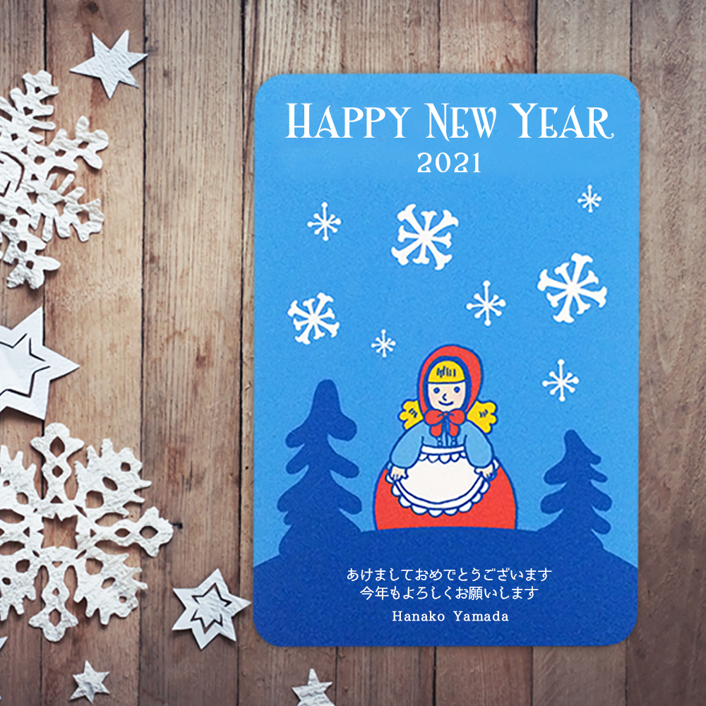 冬の森ガールのオーダーポストカード Iichi ハンドメイド クラフト作品 手仕事品の通販