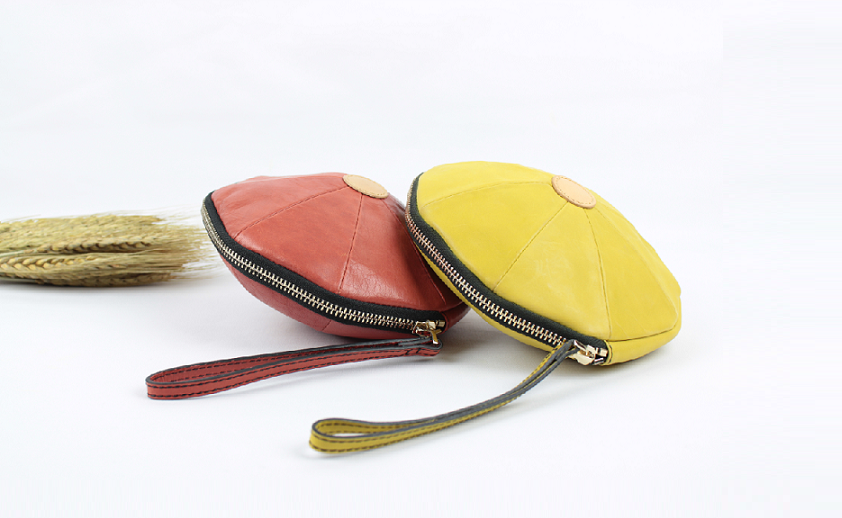 本革 かわいい円形クラッチバッグ Yellow Iichi ハンドメイド クラフト作品 手仕事品の通販